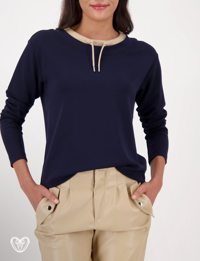 Sudadera marino cuello camel