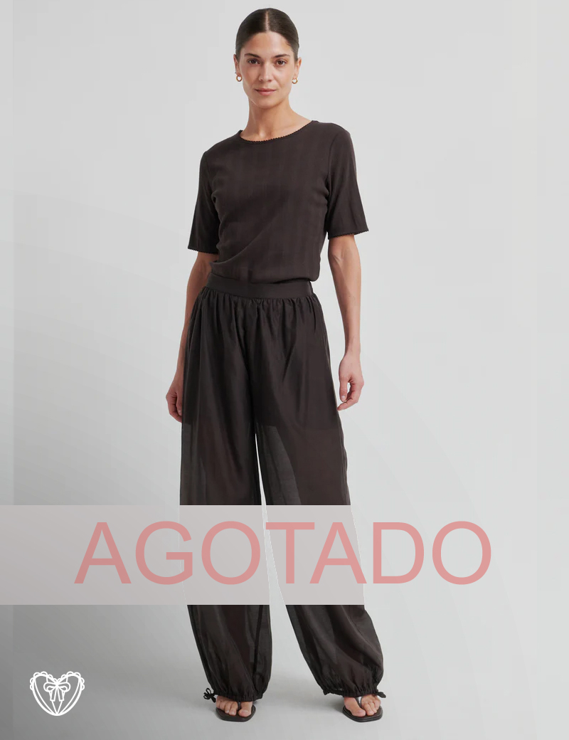 Pantalón brocado marrón chocolate