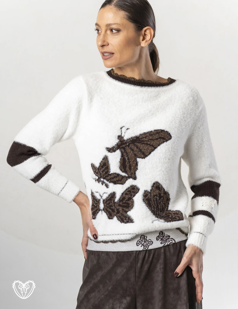 Sudadera lana blanca con mariposas de Elisa Cavaletti - Imagen 2