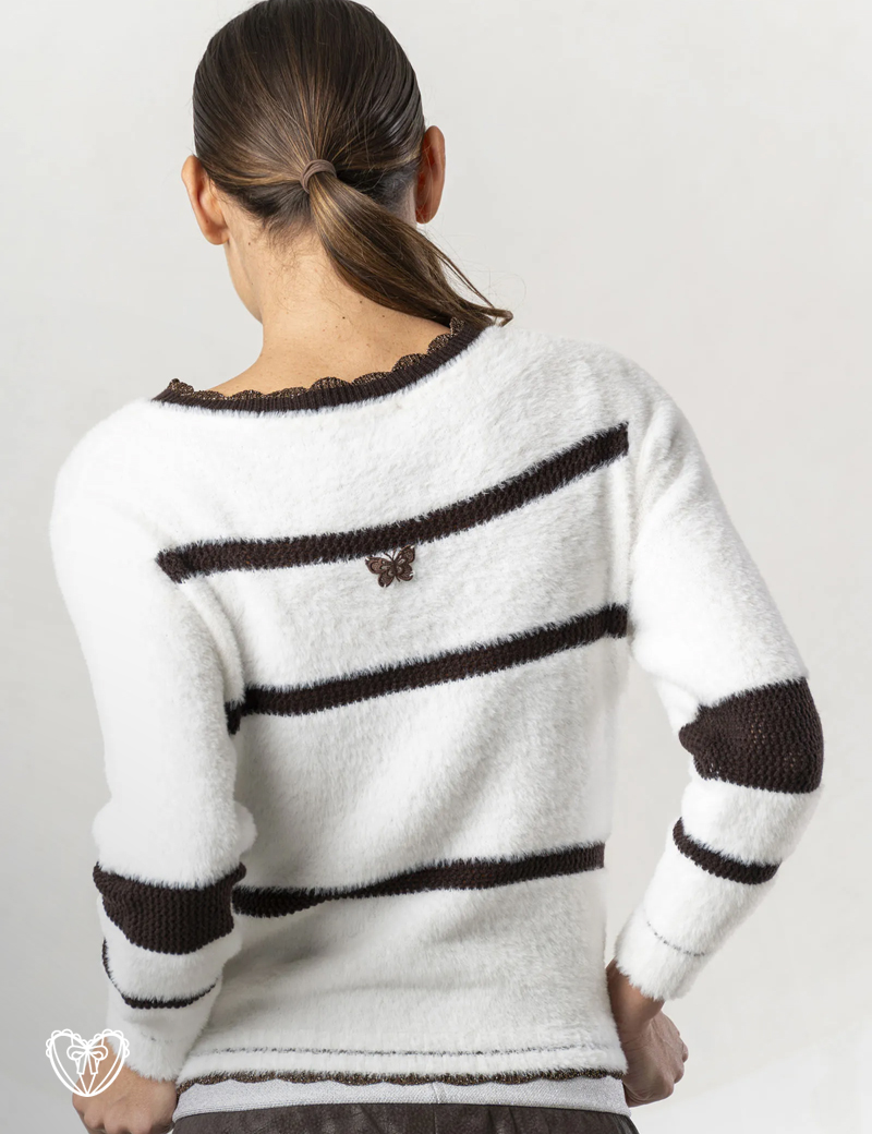 Sudadera lana blanca con mariposas de Elisa Cavaletti - Imagen 3