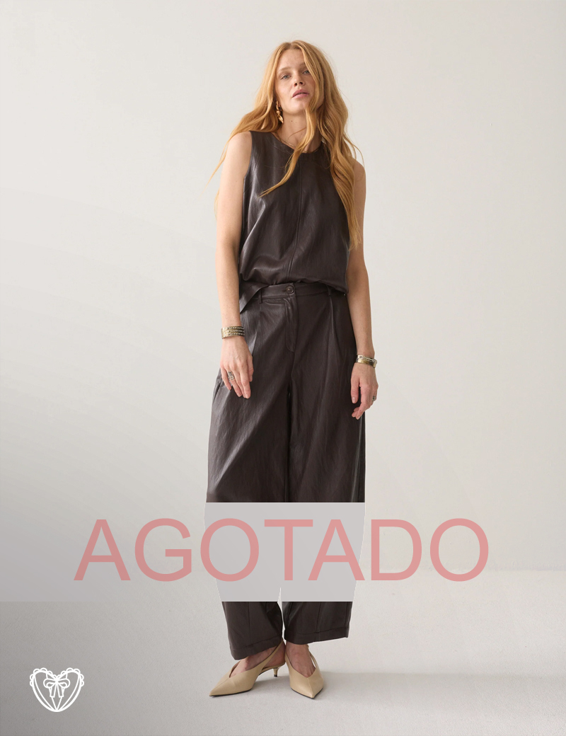 Pantalón polipiel chocolate