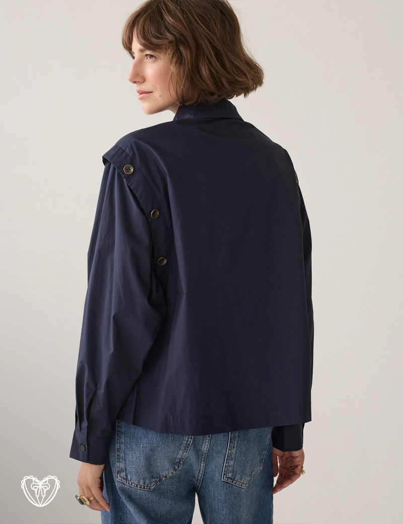 Camisa con botones marino - Imagen 3