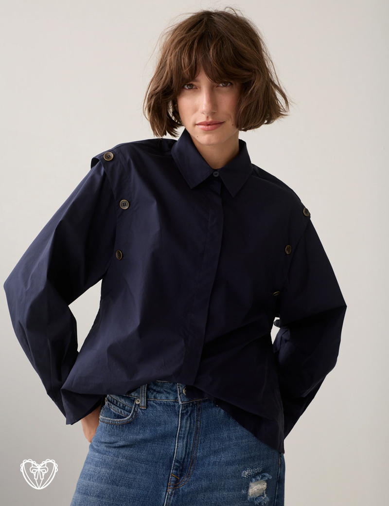 Camisa con botones marino