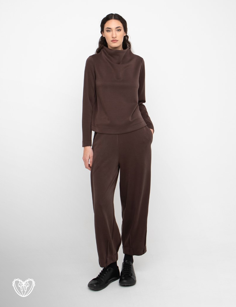 Pantalón cintura goma marrón